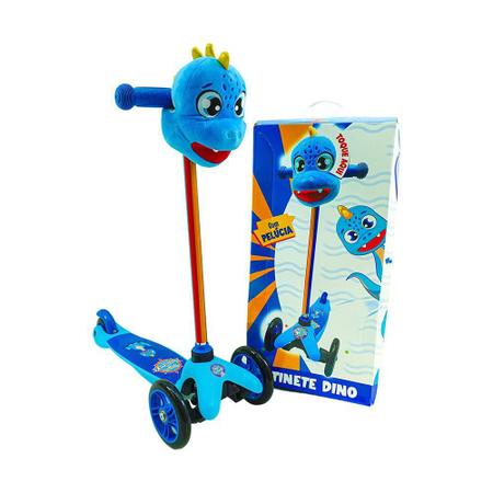 Imagem de Patinete 3 Rodas Infantil Regulável Com Pelúcia Dino ul