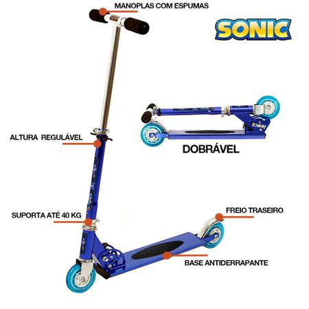 Imagem de Patinete do Jogo Sonic Infantil Meninos de Duas Rodas Azul