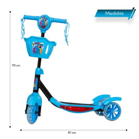 Imagem de Patinete Infantil 3 Rodas Cestinha Luz Led Turma do Problems