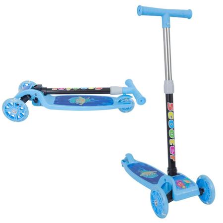 Imagem de Patinete infantil 3 rodas com luzes led dobrável e ajustável menino menina