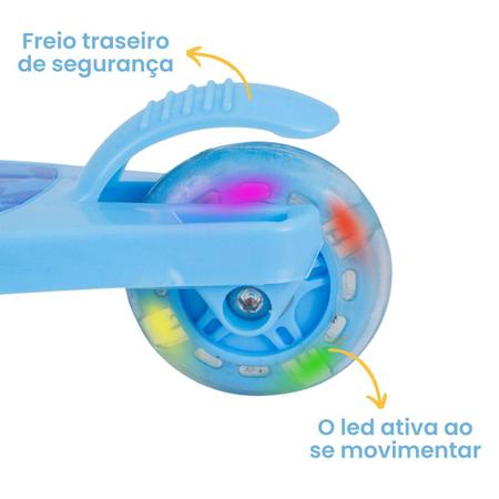 Imagem de Patinete infantil 3 rodas com luzes led dobrável e ajustável menino menina