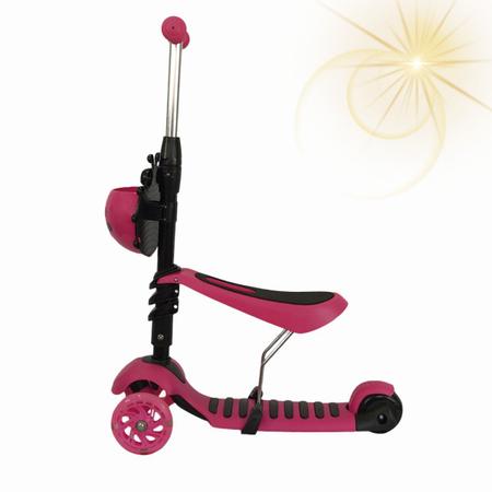 Imagem de Patinete Infantil 3 Rodas Joaninha 2 Em 1 Com Luz - Rosa