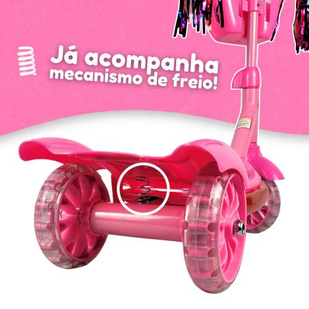 Imagem de Patinete Infantil 3 Rodas Luz Led Ajustavel Menino E Menina Rosa