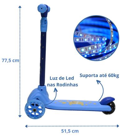 Imagem de Patinete Infantil 3 Rodas Menino Criança Com Led até 60kg