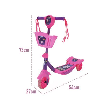 Imagem de Patinete Infantil 3 Rodas Rosa Com Som E Luz Para Crianças - Zippy Toys