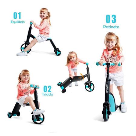 Imagem de Patinete Infantil 3 Rodas Triciclo Motoquinha 3 Em 1 ul
