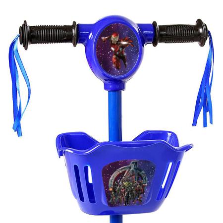 Imagem de Patinete Infantil Azul Vingadores 3 Rodas Com Led Azul
