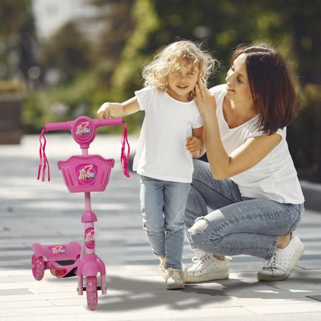 Imagem de Patinete Infantil Barbie Rosa Resistente Som Led Brinquedo