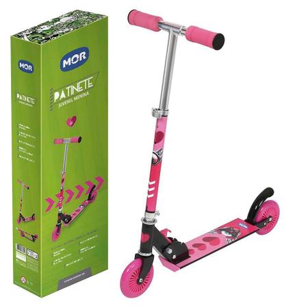 Imagem de Patinete Infantil Menina 2 Rodas - Rosa Com Freio MOR