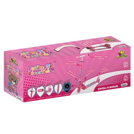 Imagem de Patinete Infantil Menina Rosa 2 Rodas Com Luzes Radical 45kg