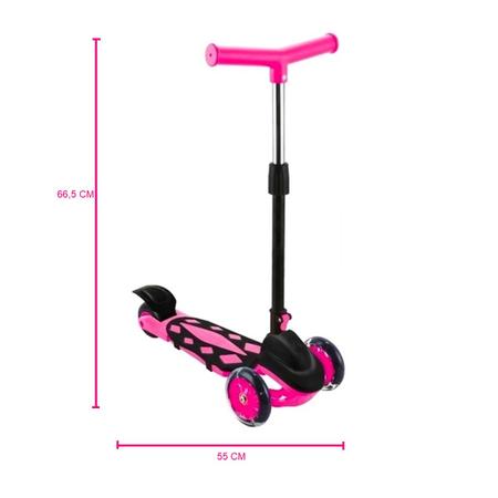 Patinete Infantil Rosa Menina 3 Rodas Dobrável + Kit Proteção Imagem de Patinete Infantil Rosa Menina 3 Rodas Dobrável + Kit Proteção