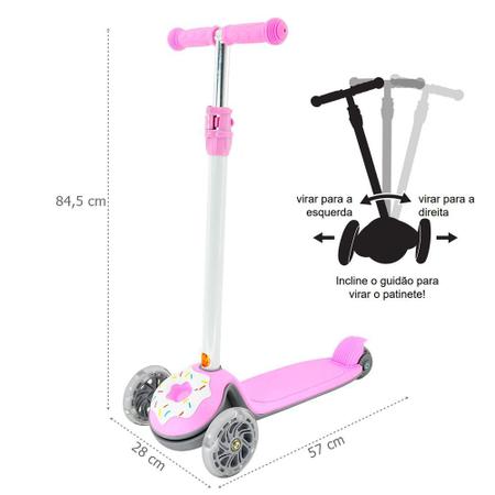 Patinete Rosa Para Crianças 6 7 8 9 Anos Compacto Estável - DM Toys -  Patinete Infantil 3 Rodas - Magazine Luiza