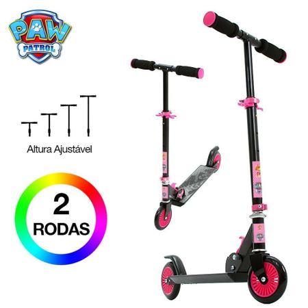 Imagem de Patinete Infantil Skye 2 Rodas Patrulha Canina Preto e Rosa Com Ajuste de Altura