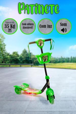 Patinete Infantil Verde Dinossauro DM Toys Imagem de Patinete Infantil Verde Dinossauro DM Toys