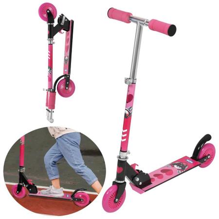 Patinete Infantil Ajustável com luz e Freio Traseiro Rosa - Lojas Barracão  I Sua Casa merece o Melhor I 52 Anos de Tradição e confiança