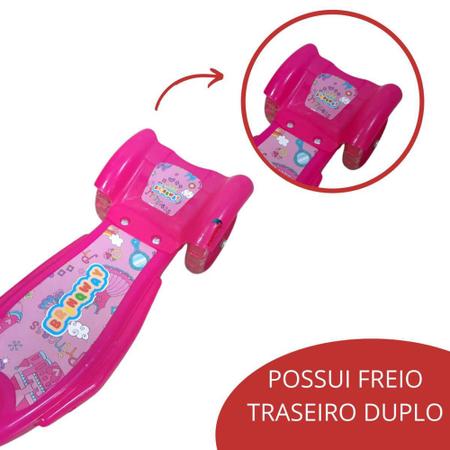 Patinete Rosa Com Cesta Infantil Luz e Som Princesas 3 Rodas - Pop  Brinquedos - Patinete Infantil 3 Rodas - Magazine Luiza