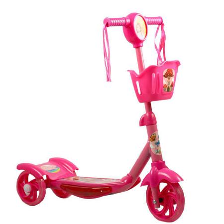 Patinete Rosa Com Cesta Infantil Luz e Som Princesas 3 Rodas - Pop  Brinquedos - Patinete Infantil 3 Rodas - Magazine Luiza