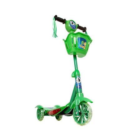 Imagem de Patinete Para Crianças Scooter 3 Rodas Brinquedo Infantil De Led E Som Menino Verde Modelo Com Cestinha Art Brink