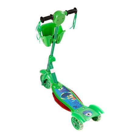 Imagem de Patinete Para Crianças Scooter 3 Rodas Brinquedo Infantil De Led E Som Menino Verde Modelo Com Cestinha Art Brink