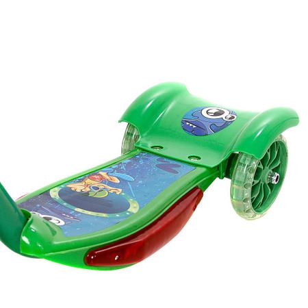 Imagem de Patinete Para Crianças Scooter 3 Rodas Brinquedo Infantil De Led E Som Menino Verde Modelo Com Cestinha Art Brink