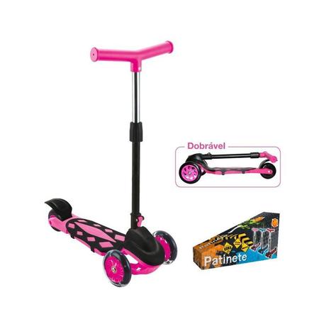 Imagem de Patinete Radical Power Trinete 3 Rodas Dobravel Altura Ajustavel até 40kg Rosa DMR5552