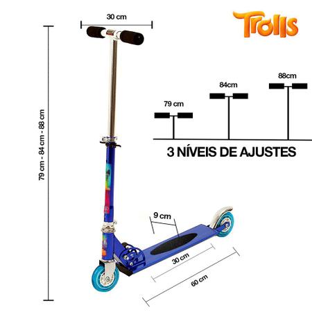 Imagem de Patinete Scooter Filme Trolls Infantil Azul de Alumínio