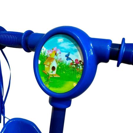 Imagem de Patinete Scooter Infantil Musical Azul Com Cestinha 3 Rodas Freio Com Luzes - Toy King