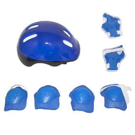 Imagem de Patins 3 Rodas Inline 28 A 31 Azul Vermelho Masculino + Kit Proteção Capacete
