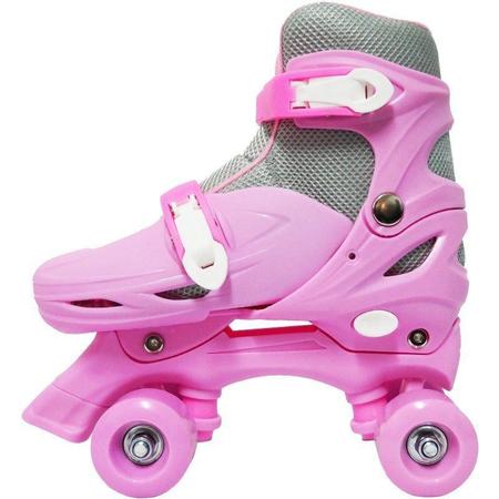 Imagem de Patins 4 rodas inline rosa com kit proteção