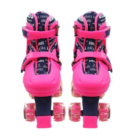 Imagem de Patins 4 rodas paralelas com luz ajustável do 31 ao 34 Rosa - Unik Toys