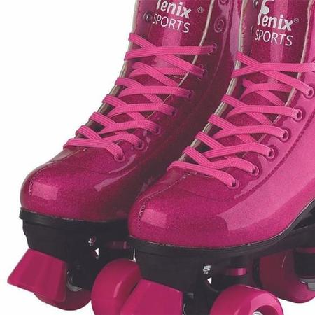 Imagem de Patins Ajustável - Roller Skate Rosa Glitter Tamanho 31-34 da Fenix Ref PB-01R