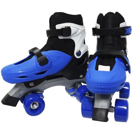 Imagem de Patins Clássico Quad 4 Rodas Roller + Acessórios Masculino Azul Tam 29 30 31 32 Importway BW-017-AZ