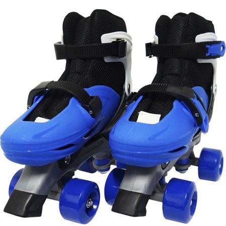 Imagem de Patins Clássico Quad 4 Rodas Roller + Acessórios Masculino Azul Tam 29 30 31 32 Importway BW-017-AZ