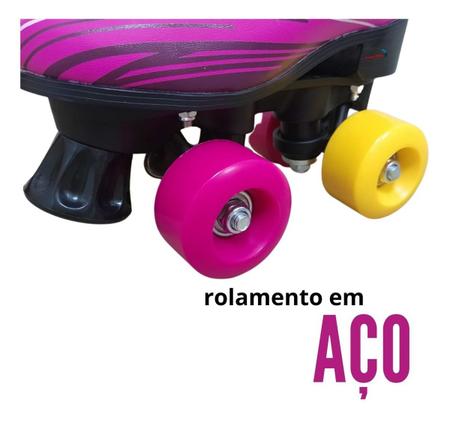 Imagem de Patins Clássico Tradicional Quad Roller Retro Bota BW020R - Rosa