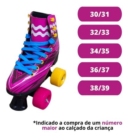 Imagem de Patins Clássico Tradicional Quad Roller Retro Bota BW020R - Rosa