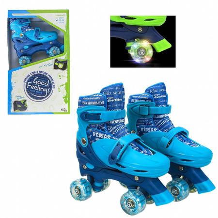 Imagem de Patins Com Rodas Paralelas Com Luz Azul Tam 35-38