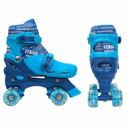 Imagem de Patins Com Rodas Paralelas Com Luz Azul Tam 35-38