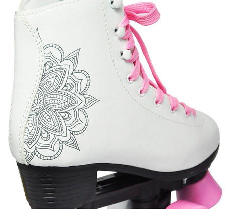 Imagem de Patins Feminino 4 Rodas Roller Retrô Tamanho 38 Classico Branco (DMR5167-R38)