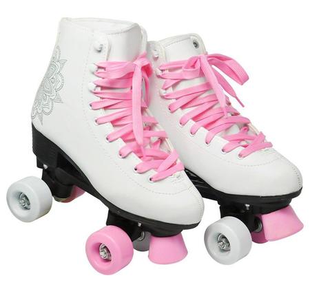 Imagem de Patins Feminino 4 Rodas Roller Retrô Tamanho 38 Classico Branco (DMR5167-R38)