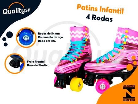 Imagem de Patins Infantil 4 Rodas Importway Roller Clássico Tam 34/35 Rosa