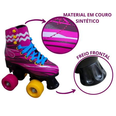 Imagem de Patins Infantil Para Criança Tam 30/31 + Kit de Proteção Capacete Joelheiras Cotoveleiras Luvas Rosa