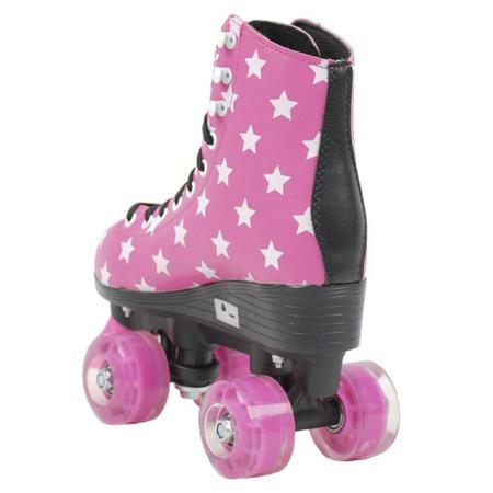 Imagem de Patins Infantil Retrô Rosa 4 Rodas C/ Led 37 - BBR Toys