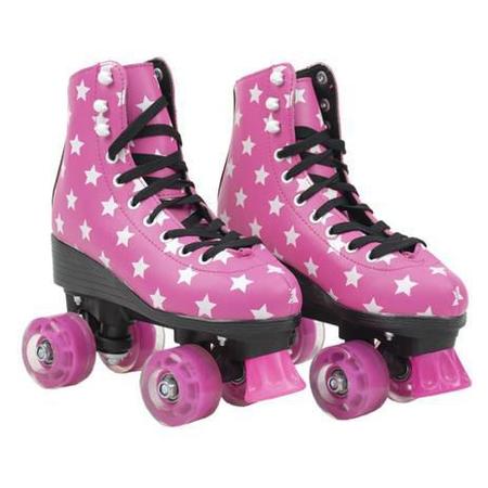 Imagem de Patins Infantil Retrô Rosa 4 Rodas C/ Led 37 - BBR Toys