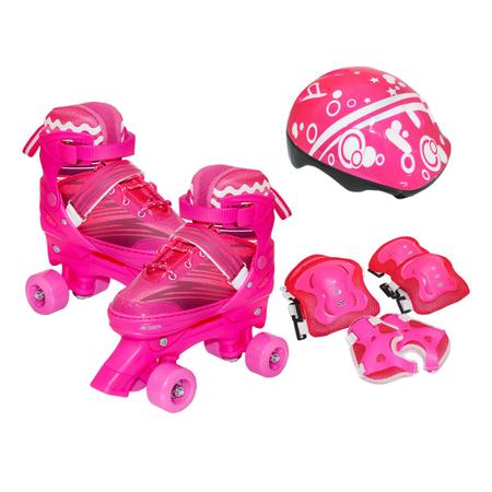 Imagem de Patins Infantil Roller 4 Rodas + Capacete Proteção Ajustável