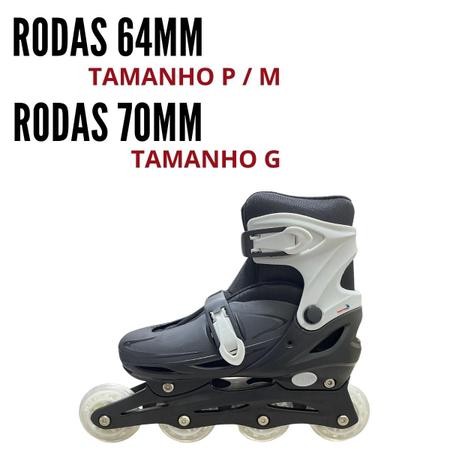 Imagem de Patins inline infantil kit proteção preto ajustável G 39-42