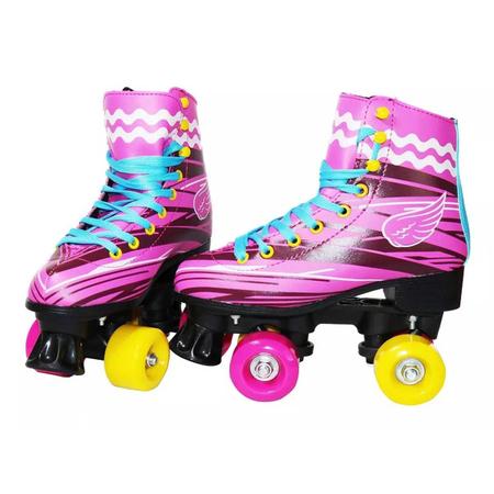 Imagem de Patins Menina Rosa Sou Luna 4 Rodas Roller 32/33 + Kit Proteção Capacete