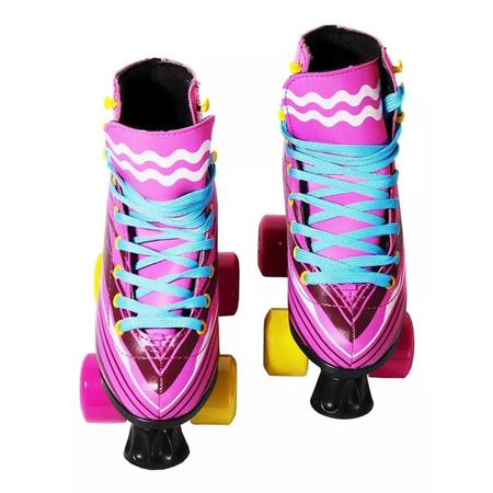 Imagem de Patins Menina Rosa Sou Luna 4 Rodas Roller 32/33 + Kit Proteção Capacete