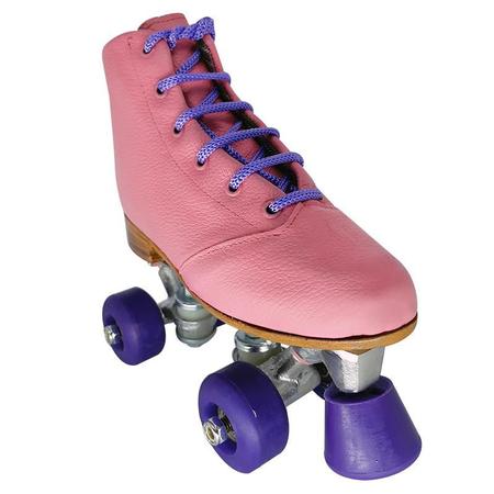 Imagem de Patins Quad 4 Rodas Infantil Rosa e Roda Lilás