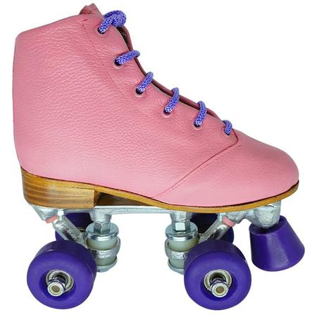 Imagem de Patins Quad 4 Rodas Infantil Rosa e Roda Lilás