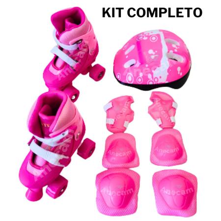 Imagem de Patins Roller 4 Rodas + Kit De Proteção 28 a 40 Brinquedo Dia Das Crianças